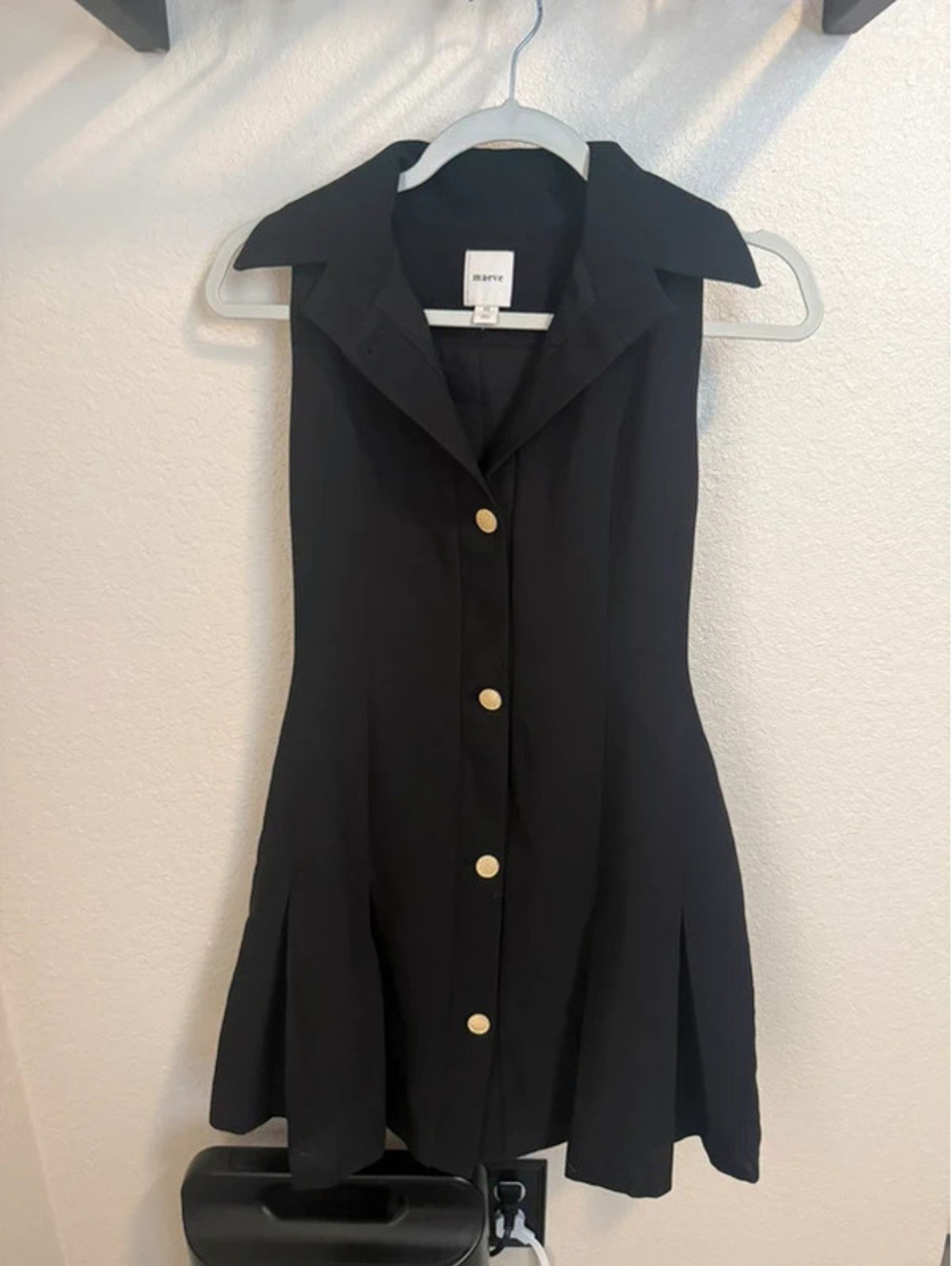 Maeve Anthropologie Sleeveless Gold Button Pleated Dress - Size XS